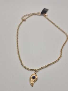 NWT Rebecca Minkoff Gold-Tone Necklace with Blue Accent Pendant